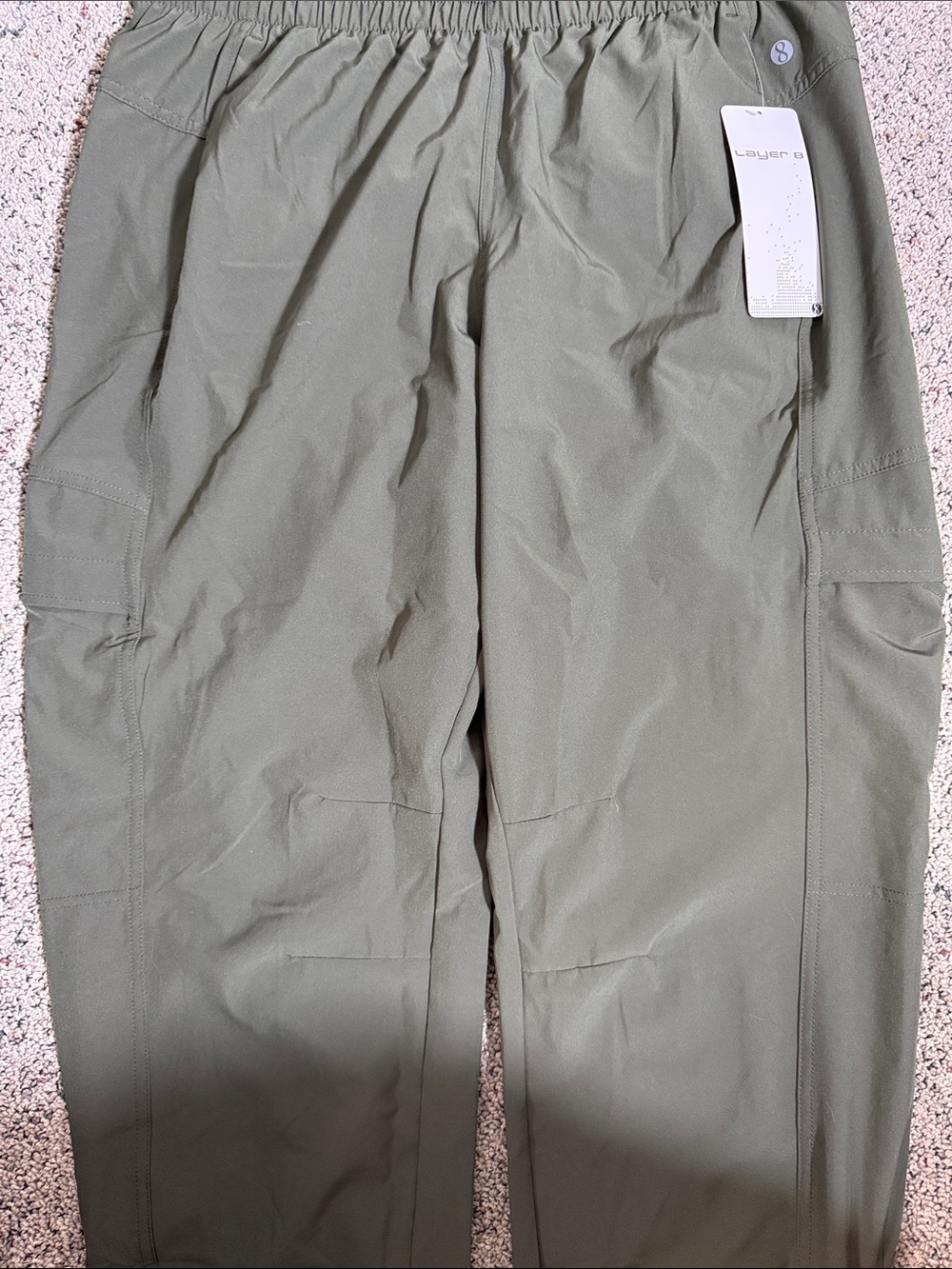 Layer8 Olive Green Utility Jogger Woven Hike Hiking Active Pants Sz L NWT - Picture 3 of 12